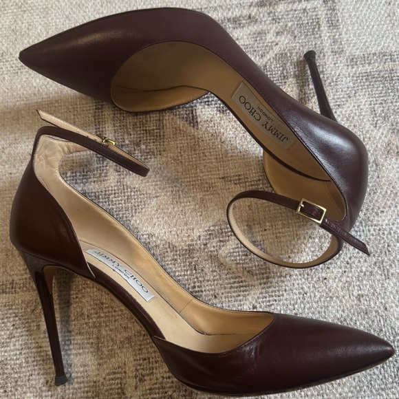 Jimmy Choo Lucy Mauve D'Orsay Leather Pumps Stiletto Heels EU 38.5 - Picture 2 of 7